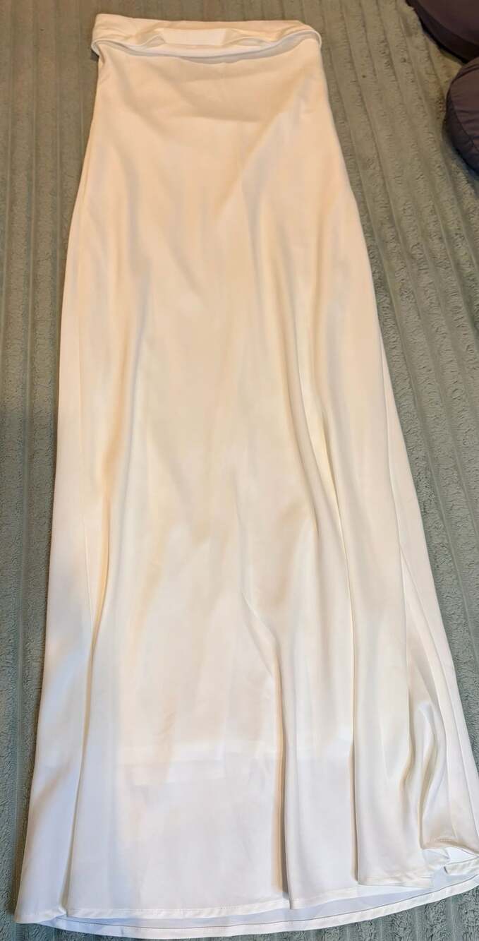 Merokeety Women's ivory Satin Strapless Cocktail Dress Size M (29)